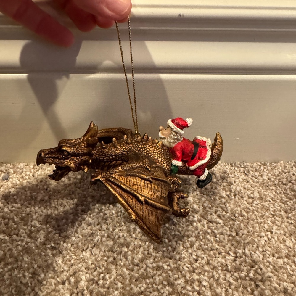 Santa Riding Dragon Ornament